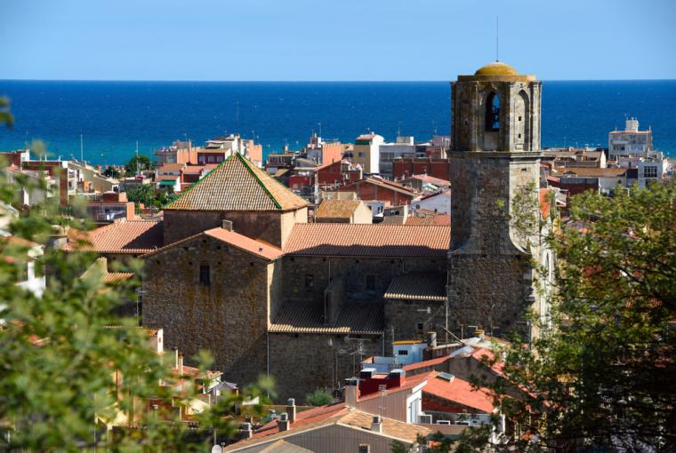 Utsikt över hus i Malgrat de Mar, Spanien