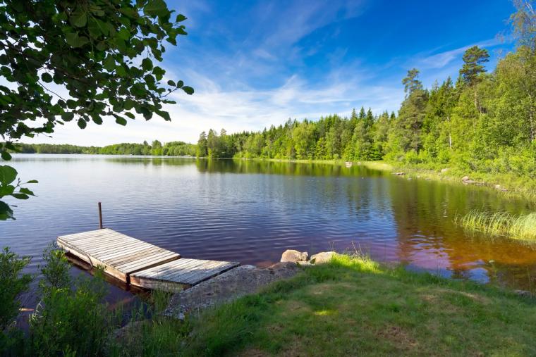 Nära sjö och natur