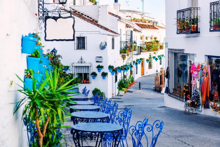 Hus i Mijas vid Costa del Sol, Spanien